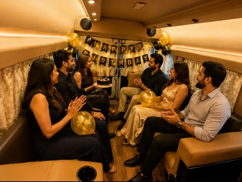 Private birthday celebration with cake and ambient lights